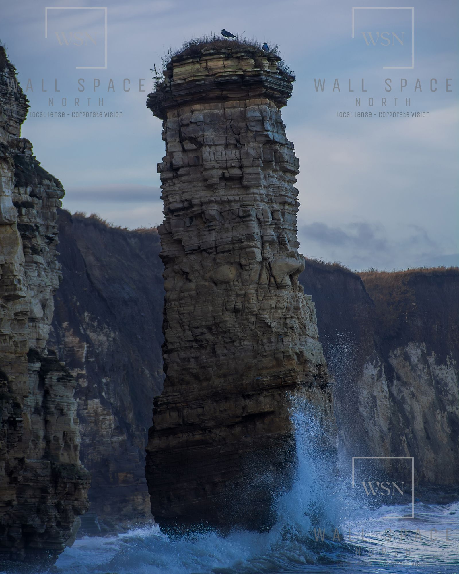 Coastal landscape photography of Marsden Rock, South Shields — fine art for office walls