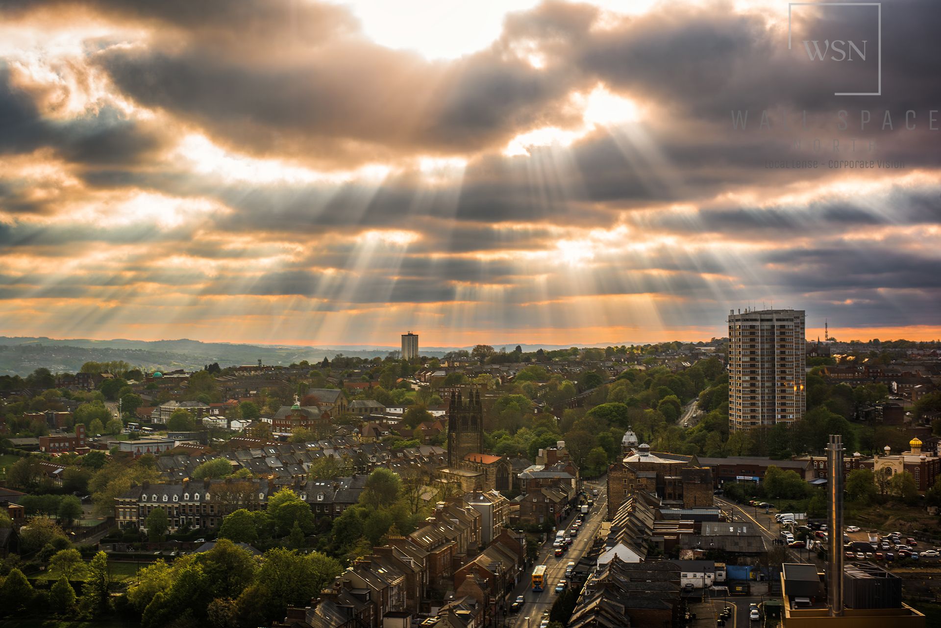 High dynamic range cityscape of Newcastle upon Tyne skyline — fine art photography for corporate art subscriptions